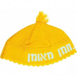 Skullies & Beanies Yarmulke Nachman Judaica Yamakah Yarmulka - Orange Yellow & Light Blue - C3180GUINY4 $13.61