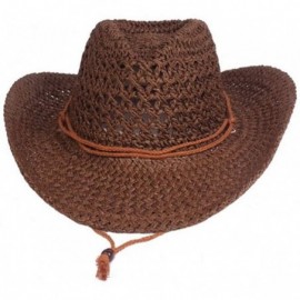 Fedoras Mens Wide Brim Straw Hat Fedora Panama Summer Beach Sun Hat UPF - B-brown - CO18SQ79CI9 $15.11