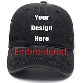 Baseball Caps Custom Denim Hat Embroidered Men Women Personalized Text Name Baseball Cap - Black - CQ18H23GXY8 $17.64