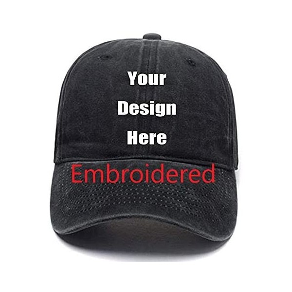 Baseball Caps Custom Denim Hat Embroidered Men Women Personalized Text Name Baseball Cap - Black - CQ18H23GXY8 $17.64