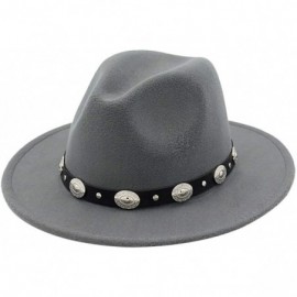 Fedoras Mens Western Cowboy Hat Faux Felt Wide Brim Fedora Hat - A Gray - C3193W7OD3U $19.66