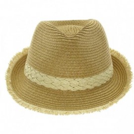 Fedoras Women's Classic Straw Fedora with Band and Loose Ends - Brown - CW11N6WQB13 $35.03