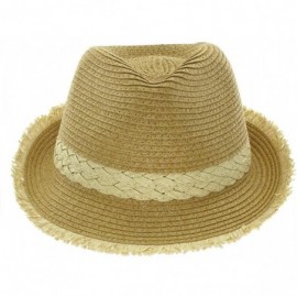 Fedoras Women's Classic Straw Fedora with Band and Loose Ends - Brown - CW11N6WQB13 $12.34