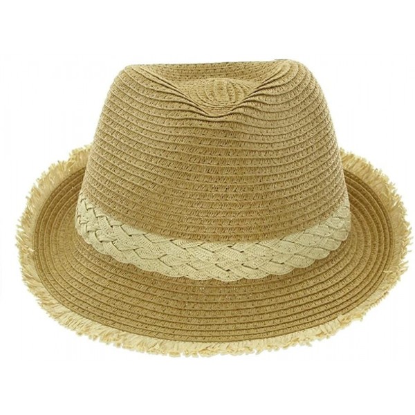 Fedoras Women's Classic Straw Fedora with Band and Loose Ends - Brown - CW11N6WQB13 $12.34