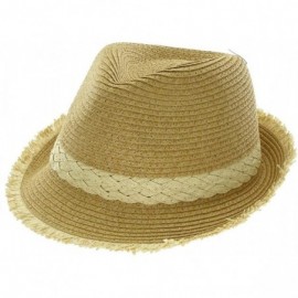 Fedoras Women's Classic Straw Fedora with Band and Loose Ends - Brown - CW11N6WQB13 $12.34