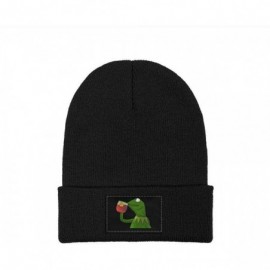 Skullies & Beanies Mens Womens Warm Solid Color Daily Knit Cap Funny-Green-Frog-Sipping-Tea Headwear - Black-1 - CI18N0QE4GN ...