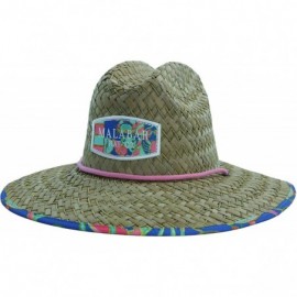 Sun Hats Woman's Sun Hat Straw Hat with Fabric Print Lifeguard Hat Great for Beach- Gardening- Boating- Pool- and Outdoor - C...