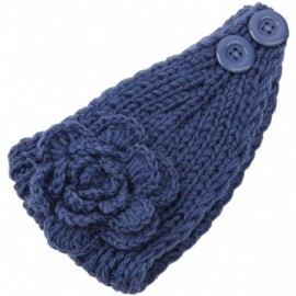 Skullies & Beanies Women's Fashion Crochet Flowers Headband Knitted Hat Cap Headwrap Bands - Blue 1 - CO187IKI9N8 $23.83