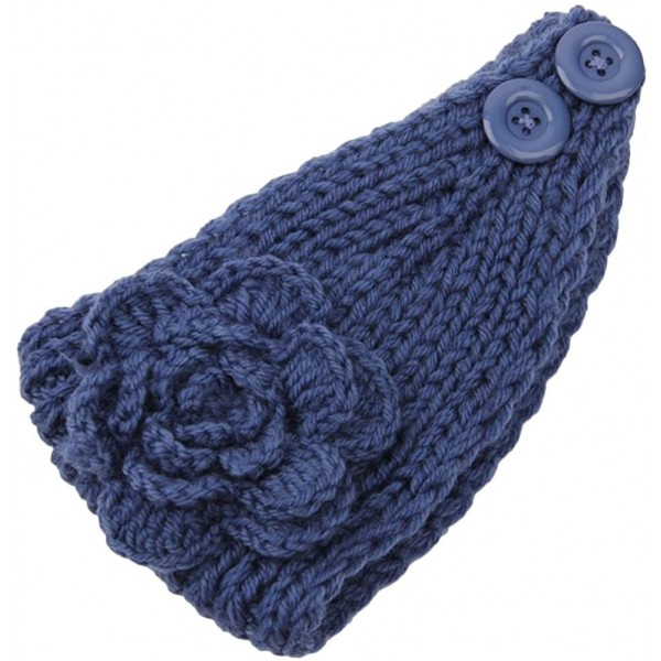 Skullies & Beanies Women's Fashion Crochet Flowers Headband Knitted Hat Cap Headwrap Bands - Blue 1 - CO187IKI9N8 $11.37