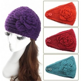 Skullies & Beanies Women's Fashion Crochet Flowers Headband Knitted Hat Cap Headwrap Bands - Blue 1 - CO187IKI9N8 $11.37