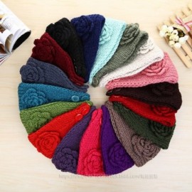 Skullies & Beanies Women's Fashion Crochet Flowers Headband Knitted Hat Cap Headwrap Bands - Blue 1 - CO187IKI9N8 $11.37