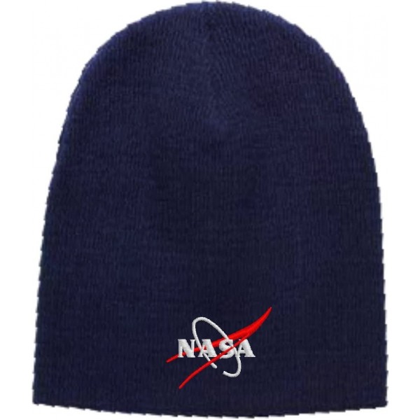 Skullies & Beanies Nasa Vector Wing Logo Embroidered Skull Cap - Navy - C1118VMNUJJ $12.60