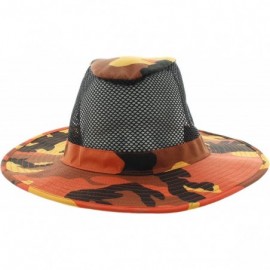 Sun Hats Wide Brim Bora Booney Outdoor Safari Summer Hat w/Neck Flap & Sun Protection - Orange Camo - Mesh - CN184MIIE2N $13.33