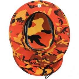 Sun Hats Wide Brim Bora Booney Outdoor Safari Summer Hat w/Neck Flap & Sun Protection - Orange Camo - Mesh - CN184MIIE2N $13.33