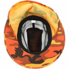 Sun Hats Wide Brim Bora Booney Outdoor Safari Summer Hat w/Neck Flap & Sun Protection - Orange Camo - Mesh - CN184MIIE2N $13.33
