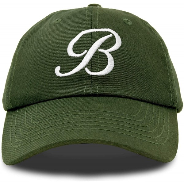Baseball Caps Initial Hat Letter B Womens Baseball Cap Monogram Cursive Embroidered - Olive - C018TTNICTL $13.53
