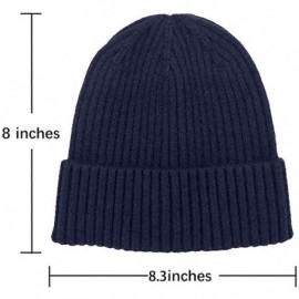 Skullies & Beanies Beanie Hat for Men Women Knit Slouchy Skull Cap Winter Unisex Rolled Up Hats - Navy Blue - CS193ZTDE2X $11.88