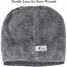 Skullies & Beanies Men's Wool Blend Knit Beanie- Soft & Warm Velour Fleece Lined - Twill Weave - Dark Gray - CB12NZ6OR4M $17.25