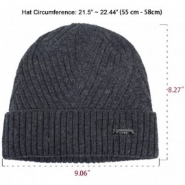 Skullies & Beanies Men's Wool Blend Knit Beanie- Soft & Warm Velour Fleece Lined - Twill Weave - Dark Gray - CB12NZ6OR4M $17.25