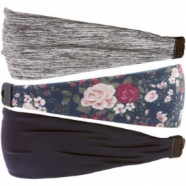 Headbands Adjustable & Stretchy Printed Xflex Wide Headbands for Women Girls & Teens (3pk Navy/Navy Floral/Grey Xflex) - CE19...