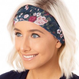 Headbands Adjustable & Stretchy Printed Xflex Wide Headbands for Women Girls & Teens (3pk Navy/Navy Floral/Grey Xflex) - CE19...