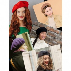 Berets French Style Lightweight Casual Classic Solid Color Wool Beret - Burgundy - CJ11NIY714P $10.63