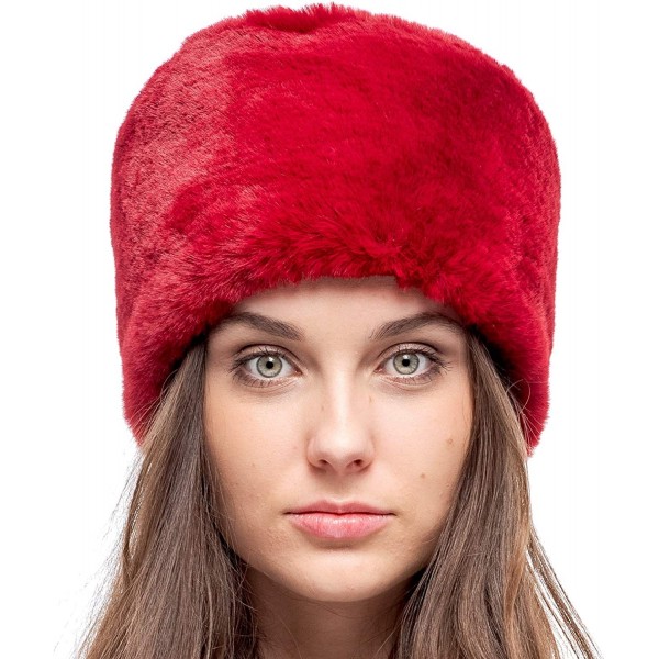 Bomber Hats Faux Fur Russian Hat for Women - Soft Velvet Fur - Comfy Cossack Style - Red Rabbit - CR18ARRGQNM $23.20