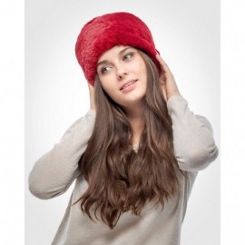 Bomber Hats Faux Fur Russian Hat for Women - Soft Velvet Fur - Comfy Cossack Style - Red Rabbit - CR18ARRGQNM $23.20