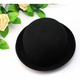 Fedoras Women's Girls Roll-up Brim Wool Dome Hat Bowler Dress-up Accessories (Black) - CE12MRBP079 $15.01