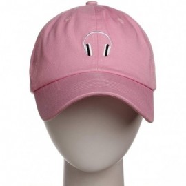 Baseball Caps Embroidery Classic Cotton Baseball Dad Hat Cap Various Design - Headphone Pink - CJ12N8OQXHG $10.67