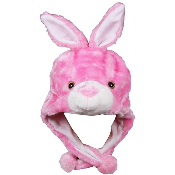 Skullies & Beanies Plush Soft Animal Beanie Hat Halloween Cute Soft Warm Toddler to Teen - Pink Bunny - CO12M5NBL7R $9.77