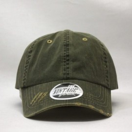 Baseball Caps Distressed Dirty Wash Herringbone Cotton Adjustable Baseball Cap - Olive Green - C3186M9YOYU $11.20