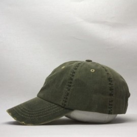 Baseball Caps Distressed Dirty Wash Herringbone Cotton Adjustable Baseball Cap - Olive Green - C3186M9YOYU $11.20