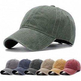 Baseball Caps Men Women Baseball Cap Vintage Cotton Washed Distressed Hats Twill Plain Adjustable Dad-Hat - C-army Green - CW...