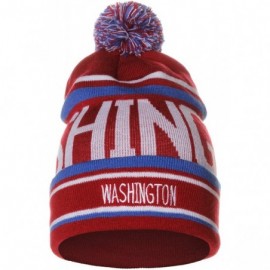 Skullies & Beanies Unisex USA Cities Fashion Large Letters Pom Pom Knit Hat Beanie - Washington Burgundy - C312N3DBAJZ $13.47