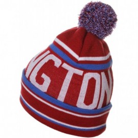 Skullies & Beanies Unisex USA Cities Fashion Large Letters Pom Pom Knit Hat Beanie - Washington Burgundy - C312N3DBAJZ $13.47