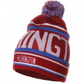 Skullies & Beanies Unisex USA Cities Fashion Large Letters Pom Pom Knit Hat Beanie - Washington Burgundy - C312N3DBAJZ $13.47