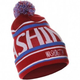 Skullies & Beanies Unisex USA Cities Fashion Large Letters Pom Pom Knit Hat Beanie - Washington Burgundy - C312N3DBAJZ $13.47