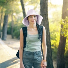 Sun Hats Safari Sun Hats for Women Fishing Hiking Cap with Neck Flap Wide Brim Hat - Pink - CZ18ED5KWOK $14.43