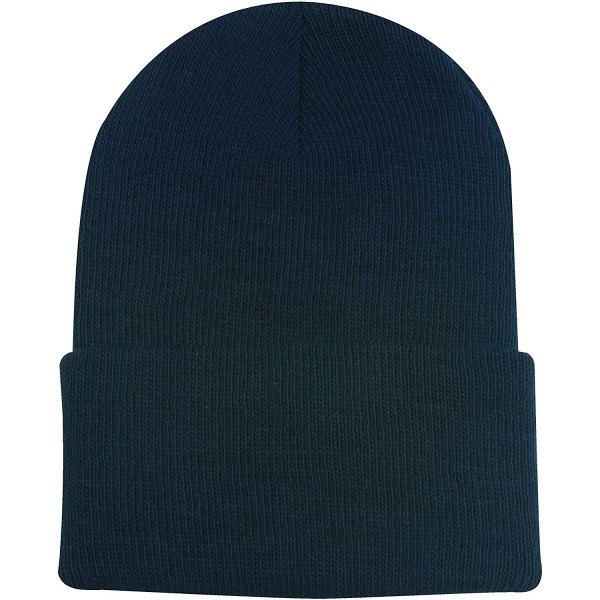 Skullies & Beanies Knit Watch Cap with Cuff - Navy - CM114XY2R11 $9.07