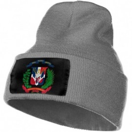 Skullies & Beanies Coat of Arms Dominican Republic Flag Men Women Winter Beanie - Unisex Cuffed Plain Skull Knit Hat Cap - C1...