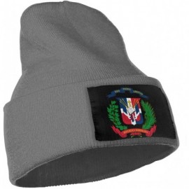 Skullies & Beanies Coat of Arms Dominican Republic Flag Men Women Winter Beanie - Unisex Cuffed Plain Skull Knit Hat Cap - C1...