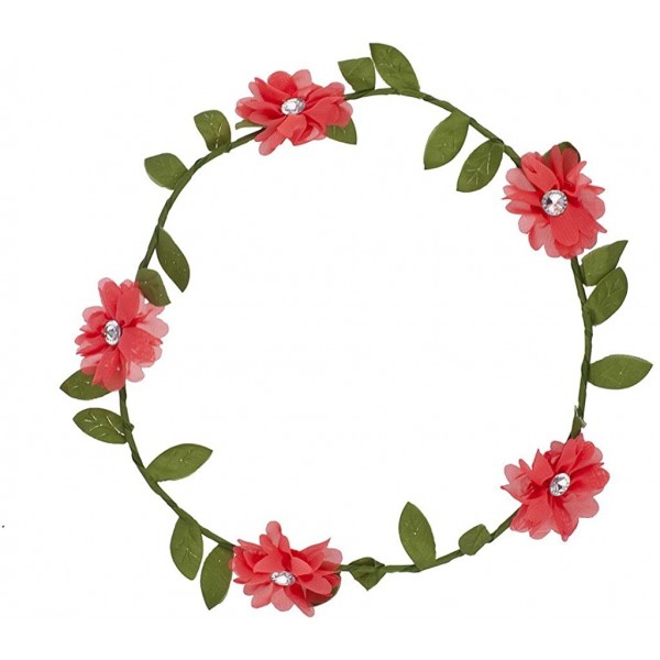 Headbands Bright Colorful Chiffon Flower Flower Crown Floral Headband - Coral - CI17YHN5QSN $8.99