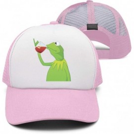 Baseball Caps Kermit The Frog"Sipping Tea" Adjustable Red Strapback Cap - Afunny-green-frog-sipping-tea-6 - CF18ICMMMX4 $35.11