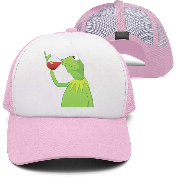 Baseball Caps Kermit The Frog"Sipping Tea" Adjustable Red Strapback Cap - Afunny-green-frog-sipping-tea-6 - CF18ICMMMX4 $20.73