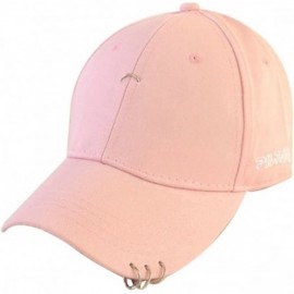 Baseball Caps Women's Iron Ring Pin Retro Baseball Cap Trucker Hat - 3 Ring Pink - CH186NAL82N $12.79