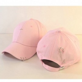 Baseball Caps Women's Iron Ring Pin Retro Baseball Cap Trucker Hat - 3 Ring Pink - CH186NAL82N $12.79