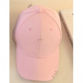 Baseball Caps Women's Iron Ring Pin Retro Baseball Cap Trucker Hat - 3 Ring Pink - CH186NAL82N $12.79