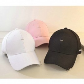 Baseball Caps Women's Iron Ring Pin Retro Baseball Cap Trucker Hat - 3 Ring Pink - CH186NAL82N $12.79