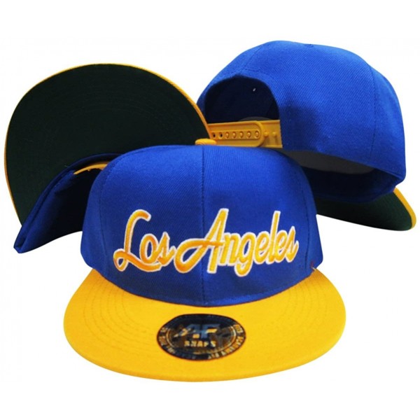 Baseball Caps Los Angeles California Script Rams Colors Blue/Yellow Adjustable Snapback Hat/Cap - CQ119AUAGPF $16.79